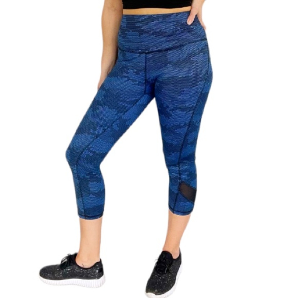 C9 Champion blue camo cropped mesh panel leggings size small